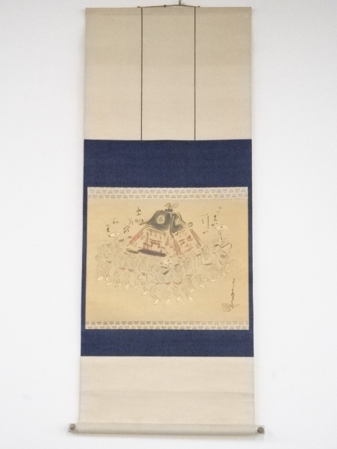 JAPANESE HANGING SCROLL / HAND PAINTED / FESTIVAL FLOAT / BY NANBOKU KEMA
